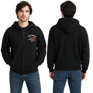 STURGIS Black Hills Rally Hoodie Men Large Black 2012 Zip Up Biker Moto Grunge